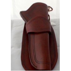 Handmade Holster Loop Style with Two Border Line Design Medium Brown RH